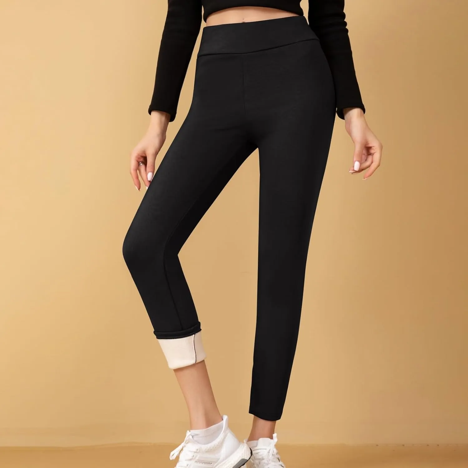 Gumipy Women Fleece Lined Leggings High Waisted Thermal Sherpa Sweatpants Soft Comfy Joggers Tummy Control Winter Pants