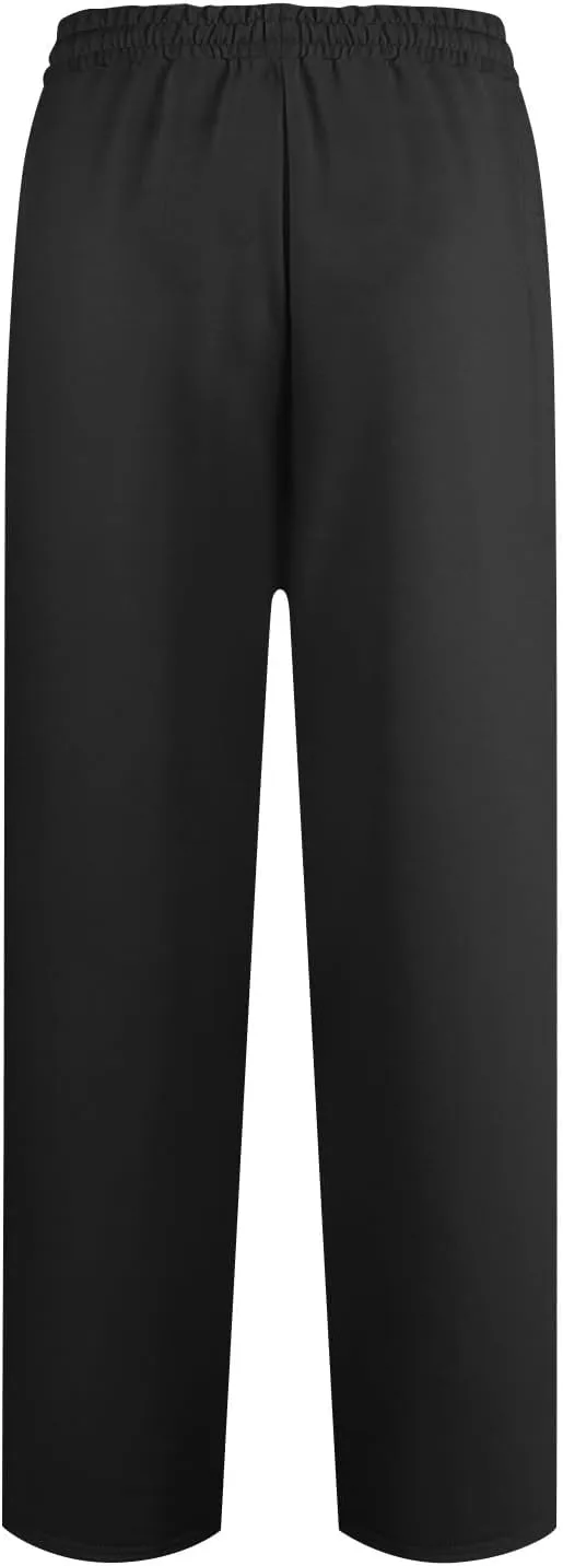 Gumipy Women Wide Leg Sweatpants Interior Drawstring High Waisted Baggy Joggers Trendy Lounge Pants Trousers with Pockets