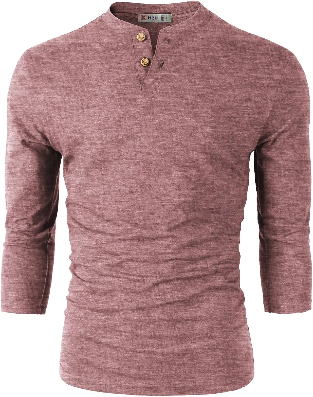 H2H Mens Casual Premium Slim Fit Henley Shirts Lightweight Thin Fabric