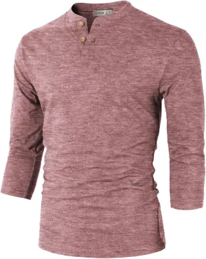H2H Mens Casual Premium Slim Fit Henley Shirts Lightweight Thin Fabric