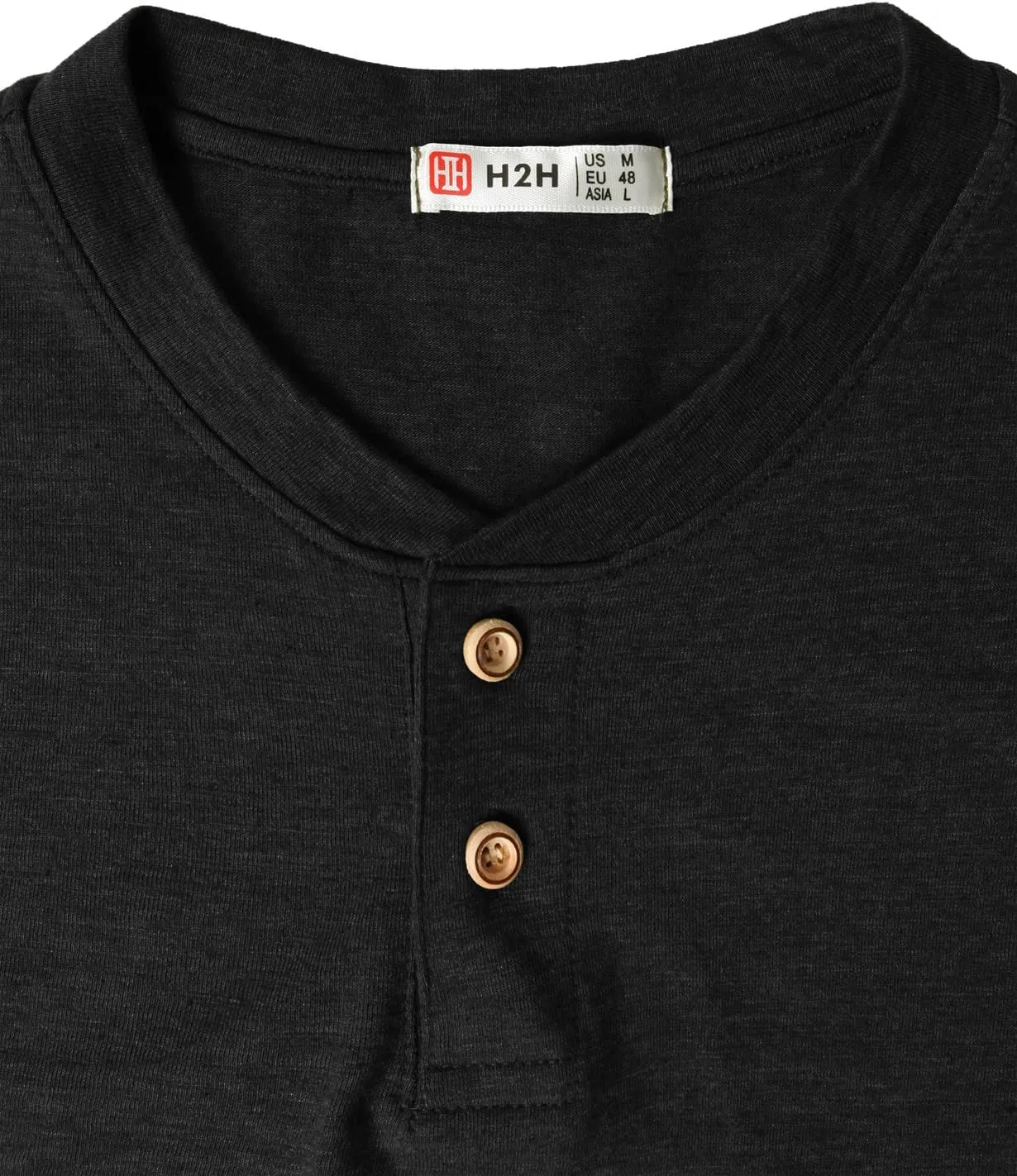 H2H Mens Casual Premium Slim Fit Henley Shirts Lightweight Thin Fabric