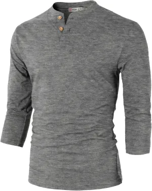 H2H Mens Casual Premium Slim Fit Henley Shirts Lightweight Thin Fabric