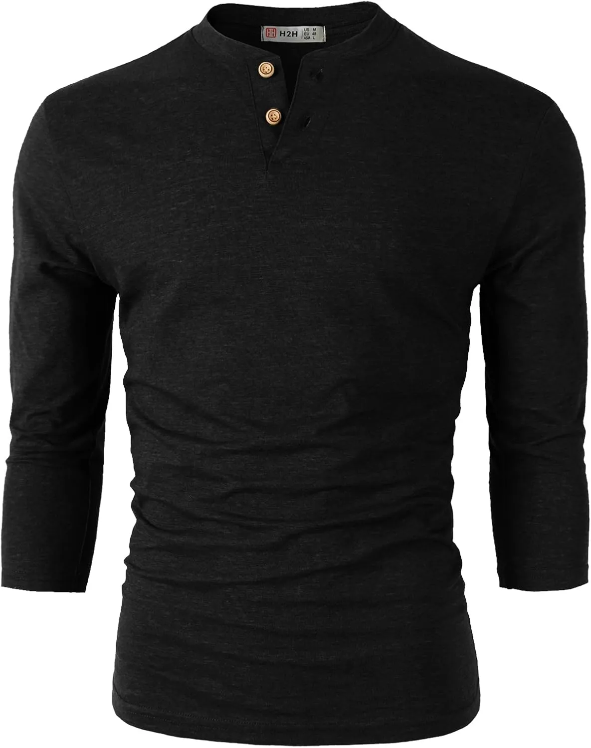 H2H Mens Casual Premium Slim Fit Henley Shirts Lightweight Thin Fabric