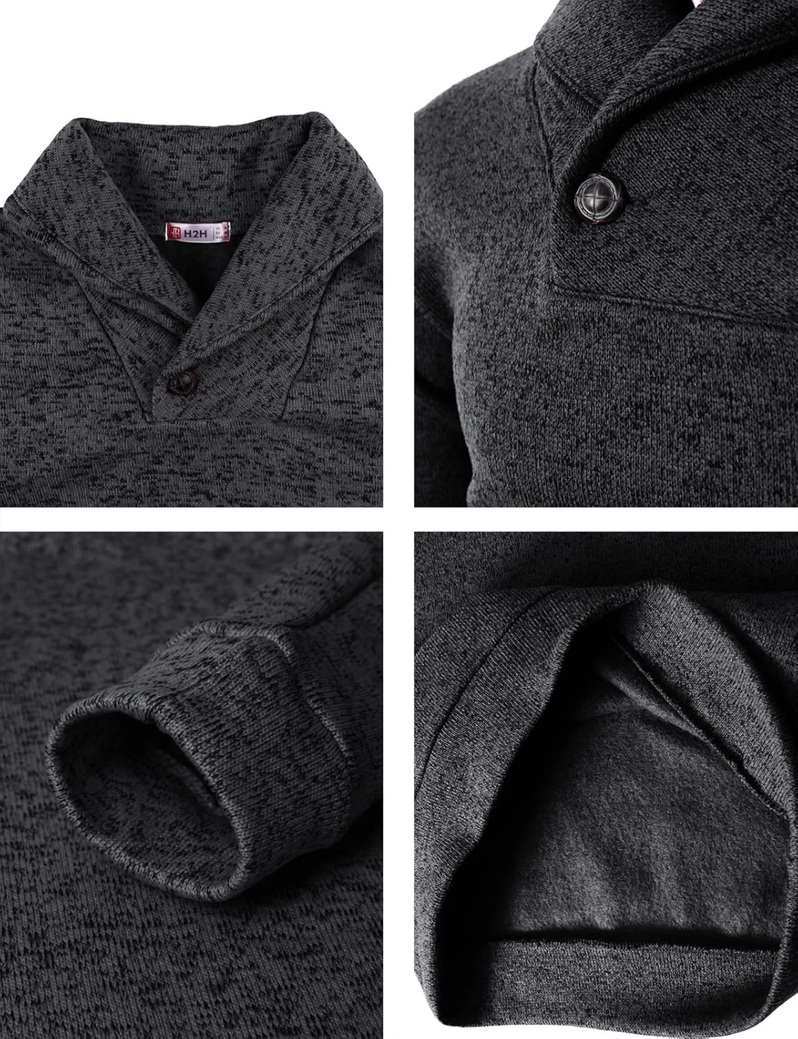 H2H Mens Casual Slim Fit Pullover Sweatshirts Knitted Shirts Napping Inside