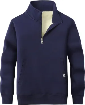 Half Zipper Sweatshirts for Men Stank Thick Sherpa Lined Pullovers Long Sleeve Warm Fleece Sweatshirts Fall Outfits