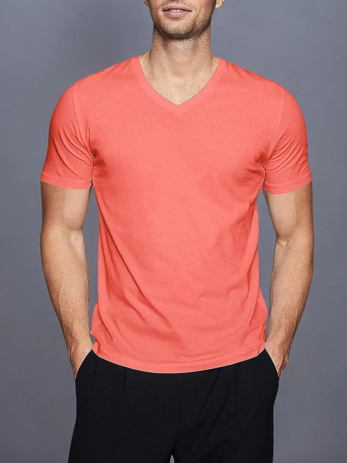 Hat and Beyond Mens Active V Neck T-Shirts Gym Workout Dance Slim Fit Shirts