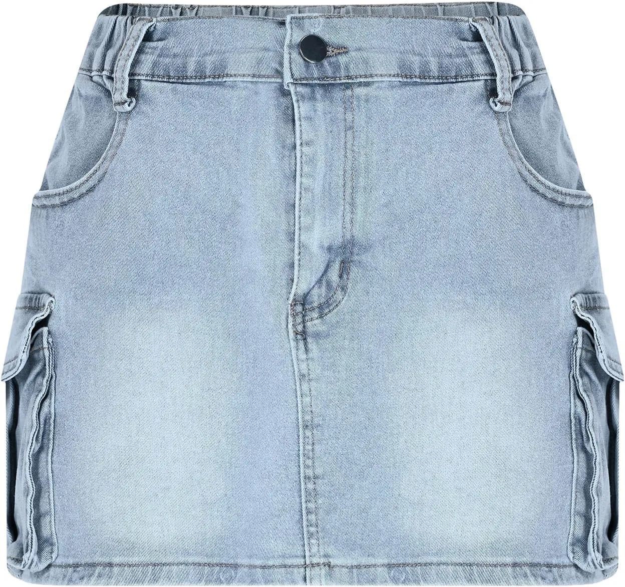 High Stretchy Cargo Skirt for Women Low Waist High Waisted Y2k Mini Jean Skirts Cute Denim Skirt with Pockets