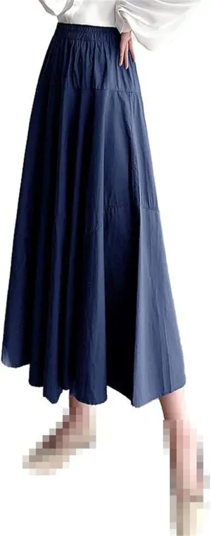 High-Waist Office Flared Skirt for Women,Spring,mid-Length Elastic Waist A-line Skirt