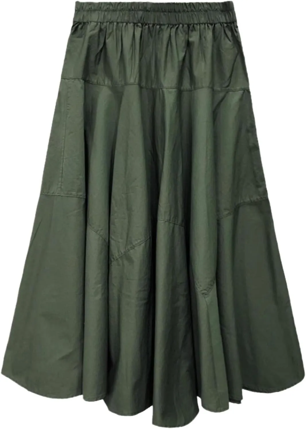 High-Waist Office Flared Skirt for Women,Spring,mid-Length Elastic Waist A-line Skirt