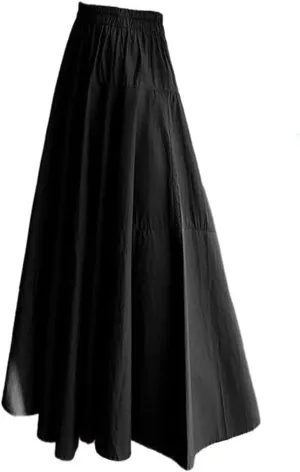 High-Waist Office Flared Skirt for Women,Spring,mid-Length Elastic Waist A-line Skirt
