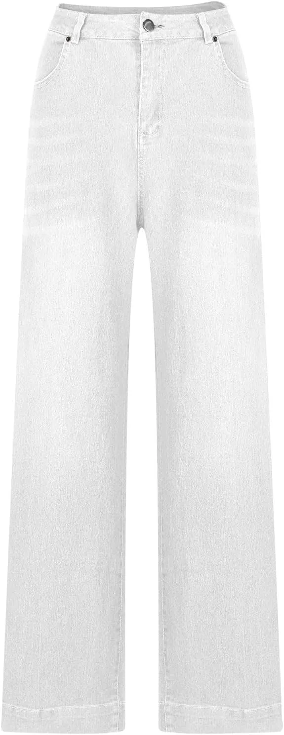 High Waisted Jeans for Women Lightweight Loose Ankle Jeans Trendy Straight Leg Denim Pants Baggy Wide Leg Jeans