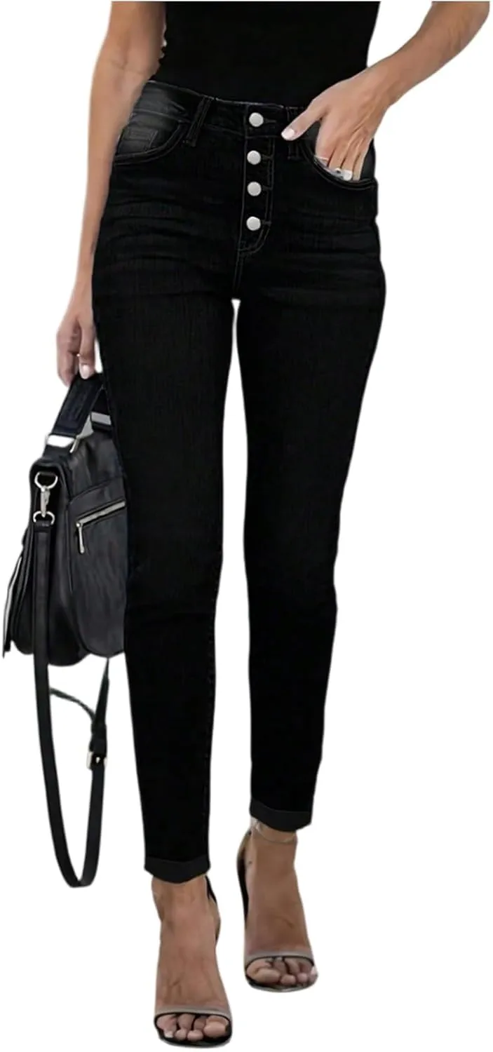 High Waisted Jeans for Women Stretchy Skinny Cropped Jeans Cute Slim Fit Curvy Ankle Denim Joggers with Pockets