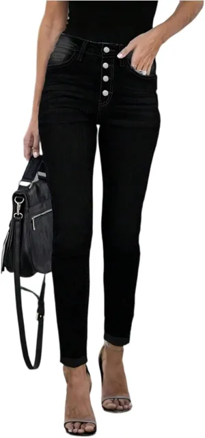 High Waisted Jeans for Women Stretchy Skinny Cropped Jeans Cute Slim Fit Curvy Ankle Denim Joggers with Pockets