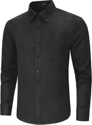 HISDERN Mens Stripe Dress Shirts Long Sleeve Button Down Shirt Formal Wrinkle Free Dress Shirts Business Cotton Shirt
