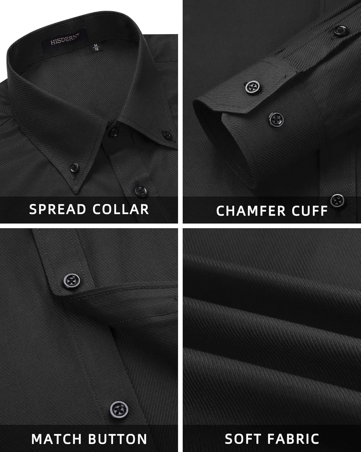 HISDERN Mens Stripe Dress Shirts Long Sleeve Button Down Shirt Formal Wrinkle Free Dress Shirts Business Cotton Shirt