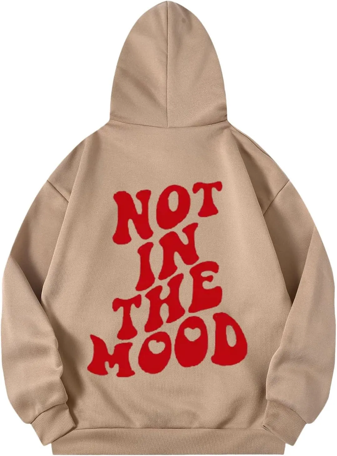 Hoodie for Women with Designs Not in The Mood Letter Printed Fleece Pullover with Pocket Drawstring Drop Shoulder Graphic Tee