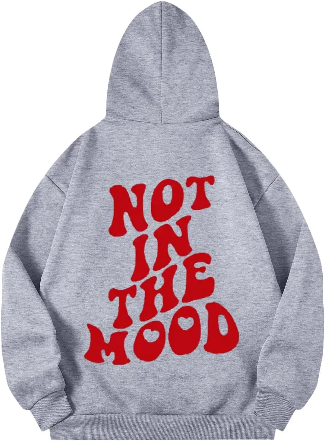 Hoodie for Women with Designs Not in The Mood Letter Printed Fleece Pullover with Pocket Drawstring Drop Shoulder Graphic Tee