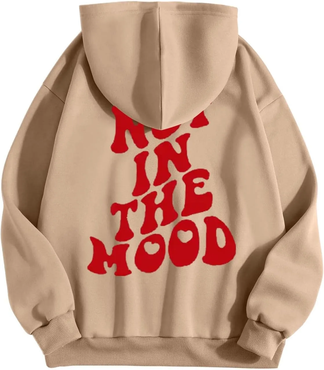 Hoodie for Women with Designs Not in The Mood Letter Printed Fleece Pullover with Pocket Drawstring Drop Shoulder Graphic Tee
