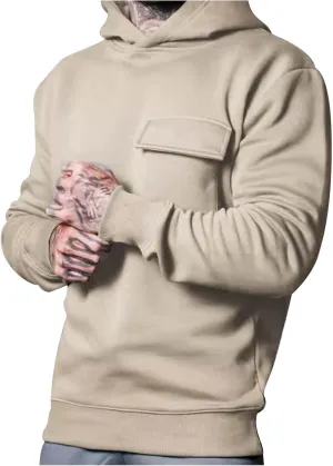 Hoodies for Men Casual Long Sleeve Solid Color Oversized Sweatshirts Athletic Workout Loose