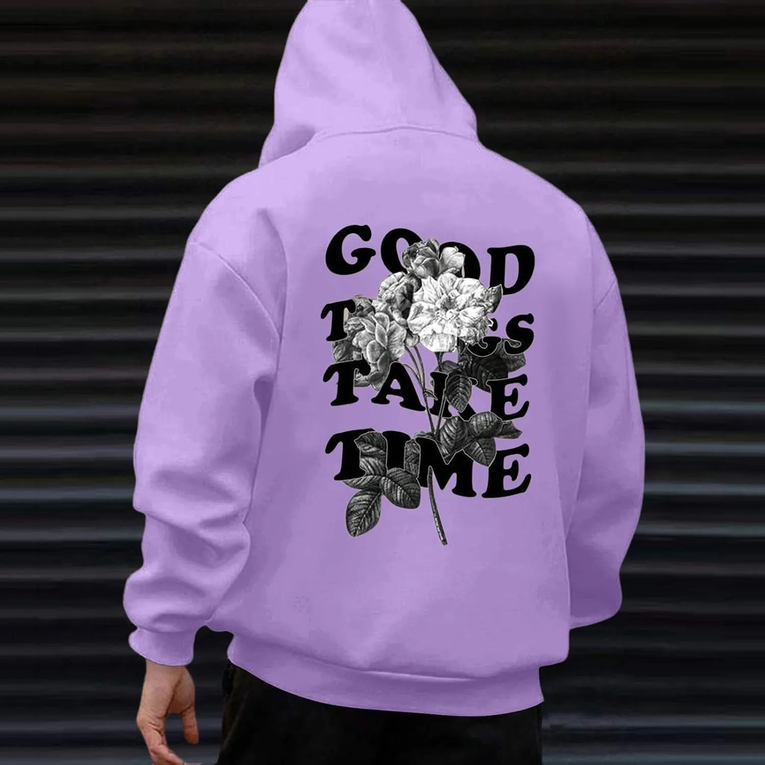 Hoodies For Men Good Things Take Time Letter Print Lightweight Sweatshirts Fall Long Sleeve Hoodies Pullover Shirts