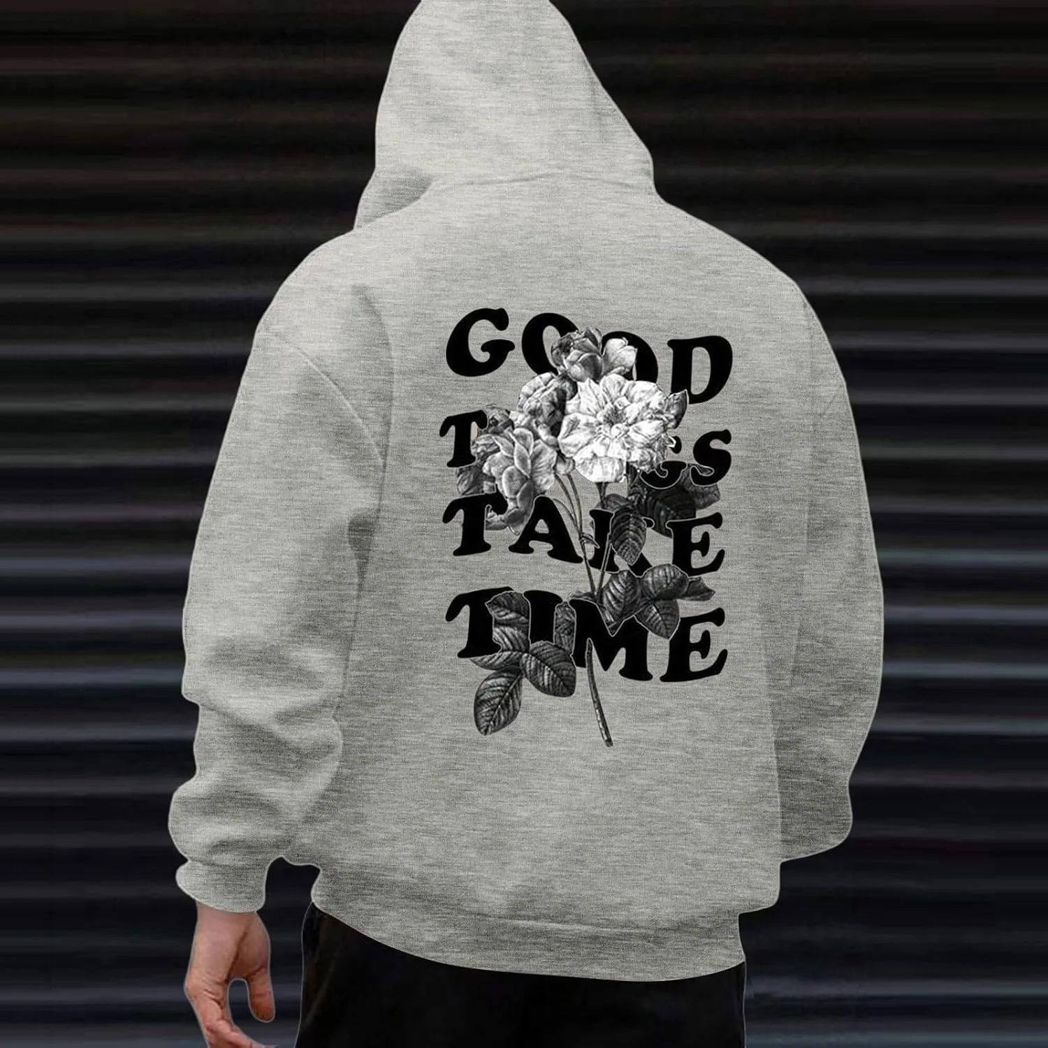 Hoodies For Men Good Things Take Time Letter Print Lightweight Sweatshirts Fall Long Sleeve Hoodies Pullover Shirts