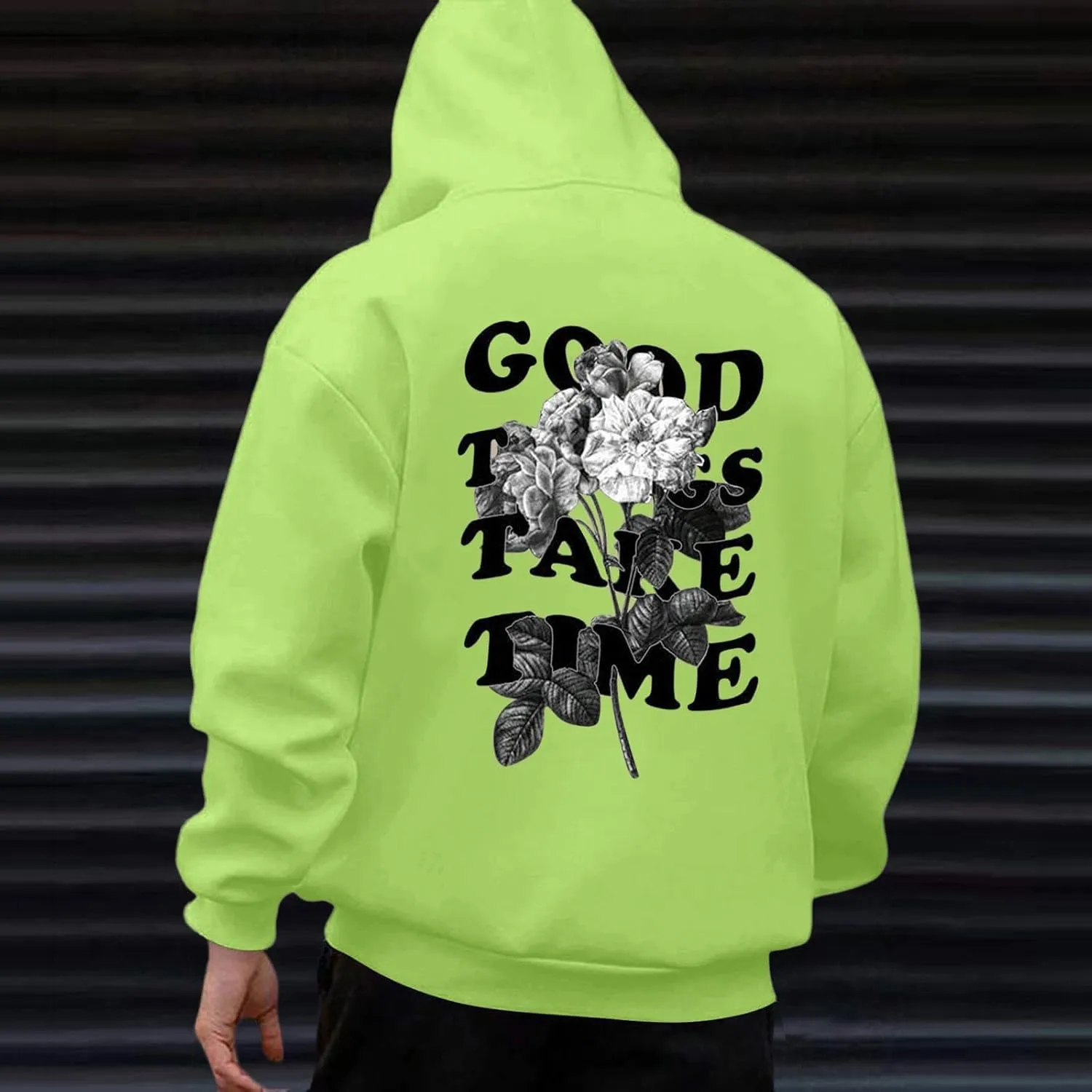 Hoodies For Men Good Things Take Time Letter Print Lightweight Sweatshirts Fall Long Sleeve Hoodies Pullover Shirts