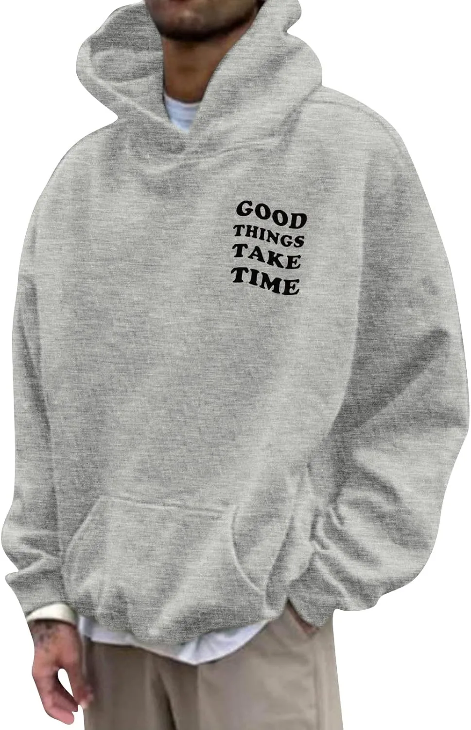 Hoodies For Men Good Things Take Time Letter Print Lightweight Sweatshirts Fall Long Sleeve Hoodies Pullover Shirts