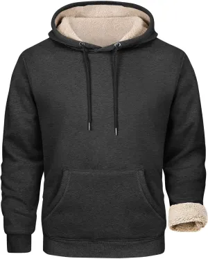 Hoodies For Men Sherpa Fleece Lined Sweatshirt Pullover Sweaters Winter Warm Hoodie With Pockets