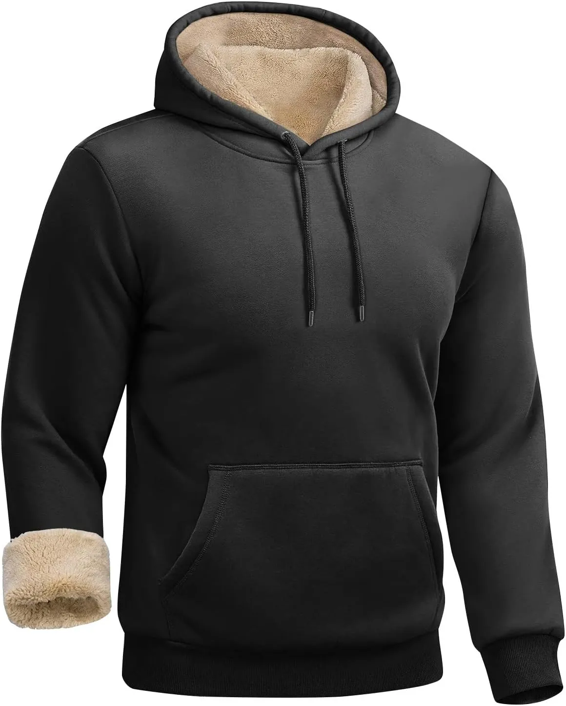 Hoodies For Men Sherpa Fleece Lined Sweatshirt Pullover Sweaters Winter Warm Hoodie With Pockets
