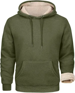 Hoodies For Men Sherpa Fleece Lined Sweatshirt Pullover Sweaters Winter Warm Hoodie With Pockets