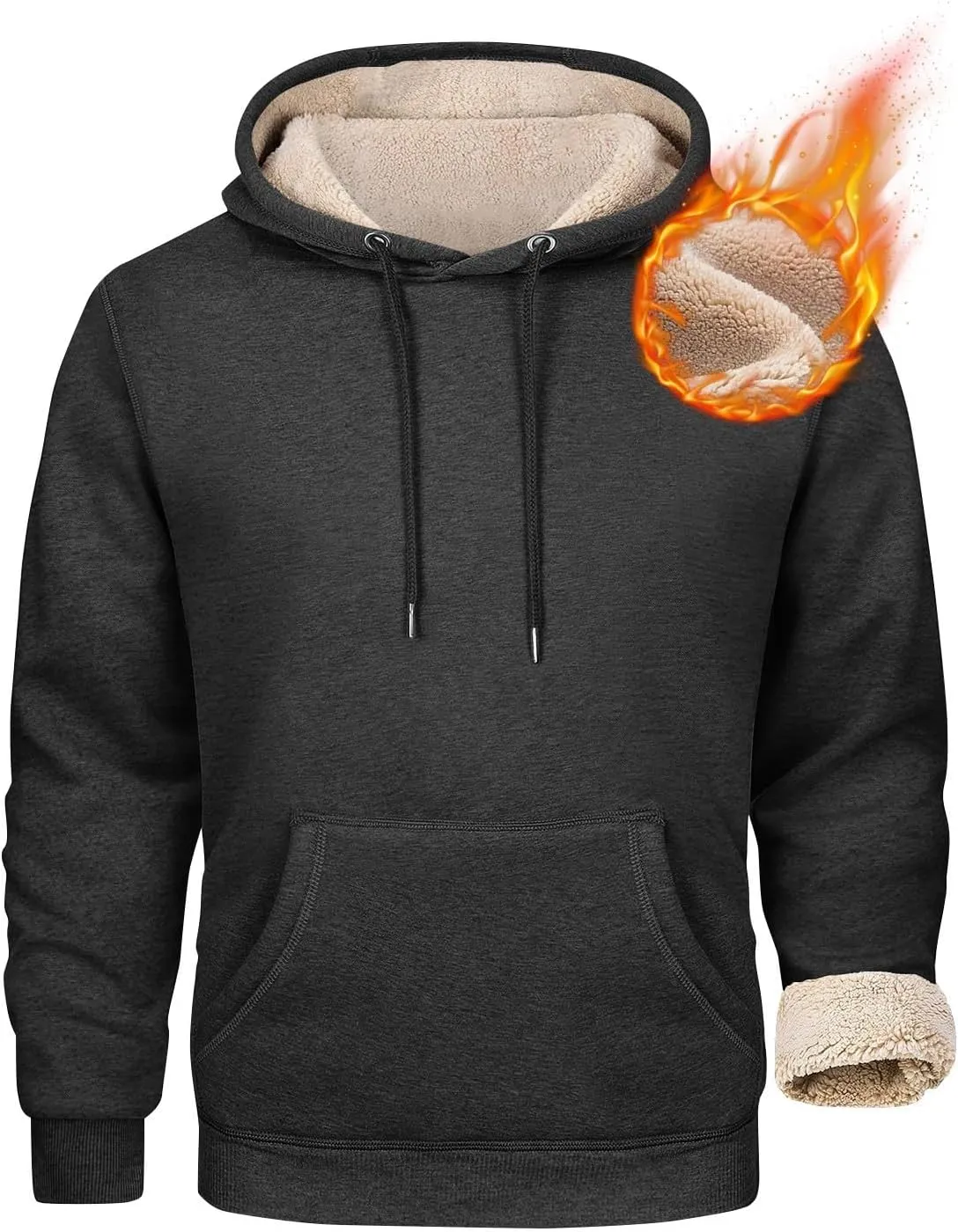 Hoodies For Men Sherpa Fleece Lined Sweatshirt Pullover Sweaters Winter Warm Hoodie With Pockets