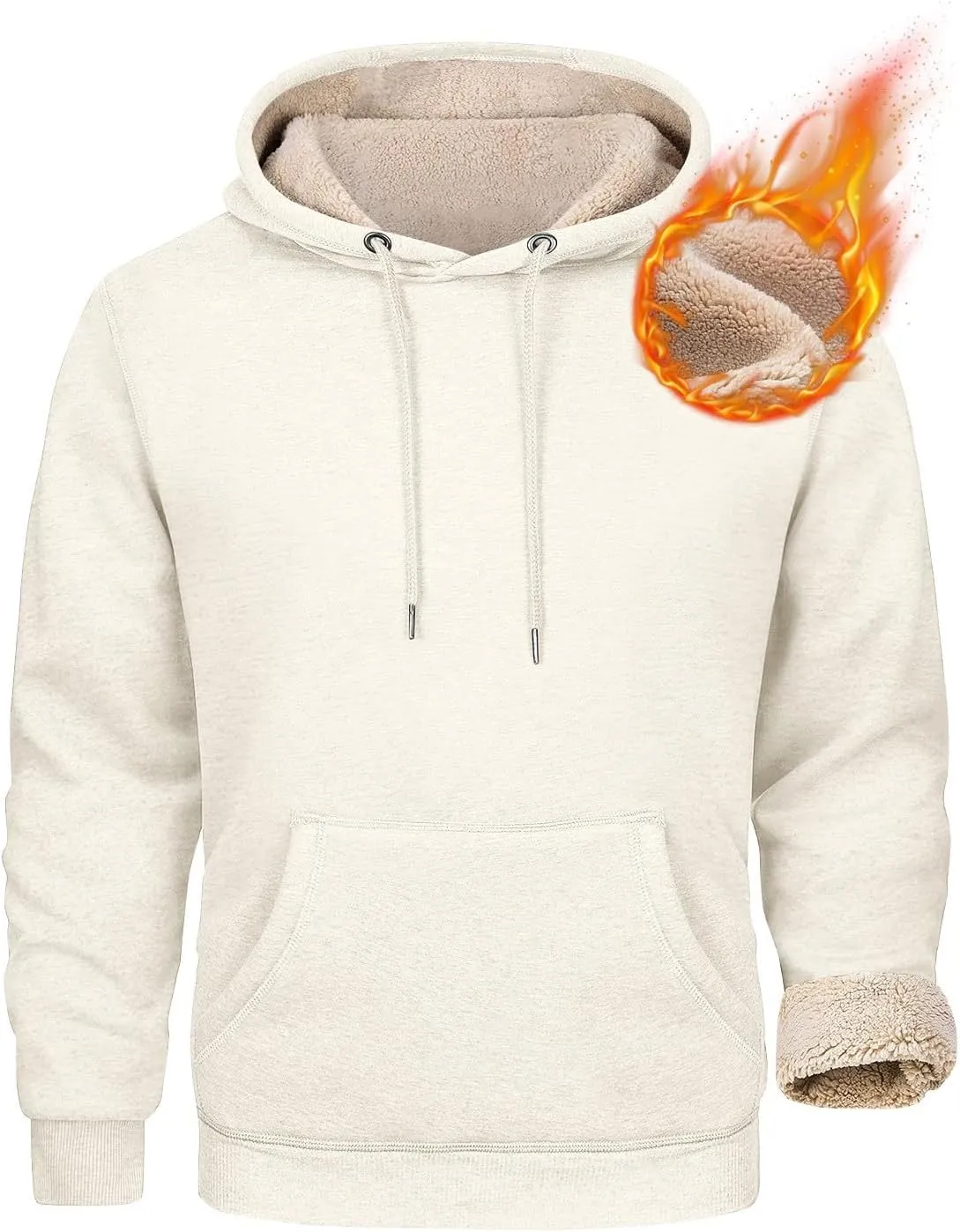 Hoodies For Men Sherpa Fleece Lined Sweatshirt Pullover Sweaters Winter Warm Hoodie With Pockets