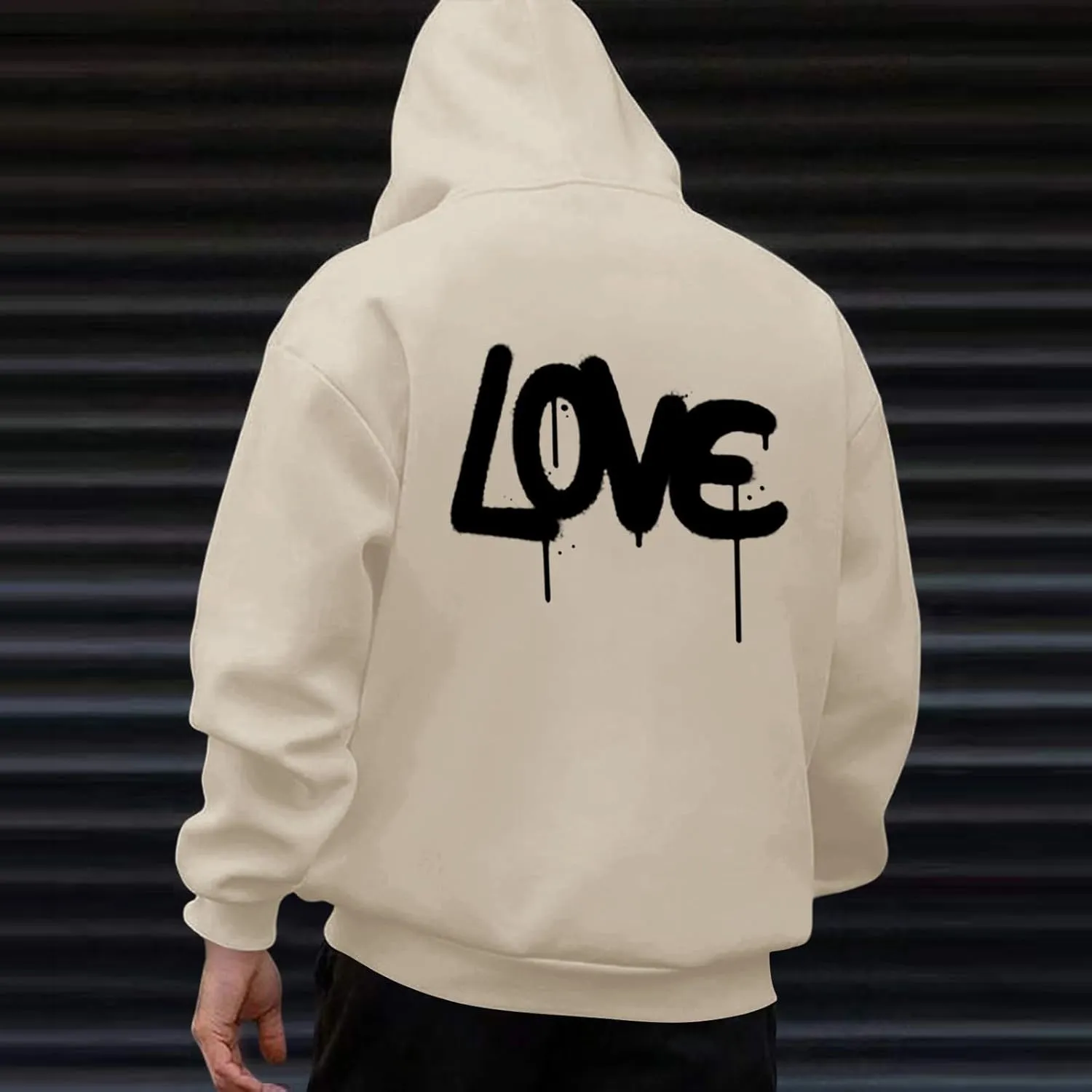 Hoodies For Men With Designs Breathable Casual Hooded Sweatshirt Pullover Tops Mid-Weight Long Sleeve Letter Print Shirts