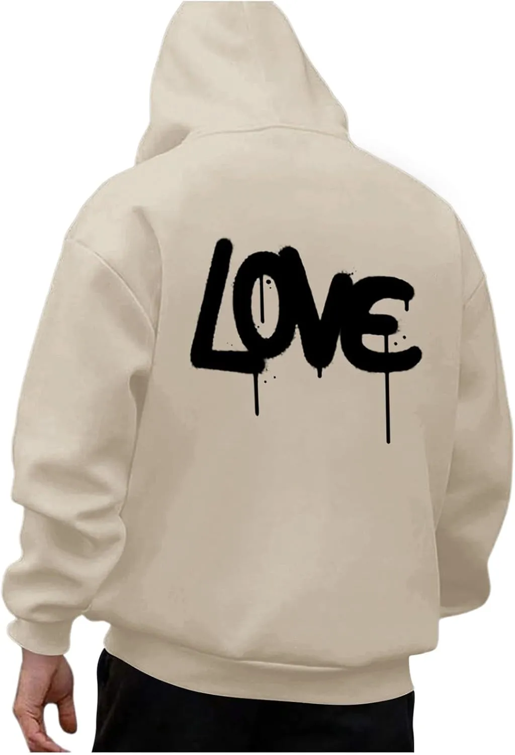 Hoodies For Men With Designs Breathable Casual Hooded Sweatshirt Pullover Tops Mid-Weight Long Sleeve Letter Print Shirts