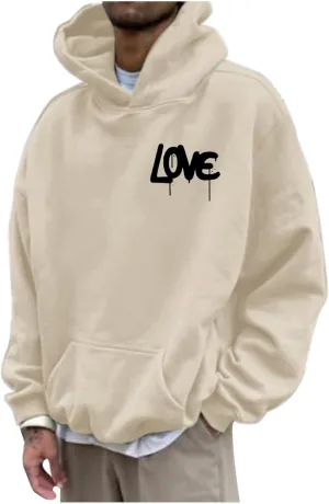 Hoodies For Men With Designs Breathable Casual Hooded Sweatshirt Pullover Tops Mid-Weight Long Sleeve Letter Print Shirts