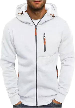 Hoodies for Men Zip up Lightweight Hoodie Big and Tall Sweatshirt Casual Fashion Jackets Fall Tops with Zip Pockets