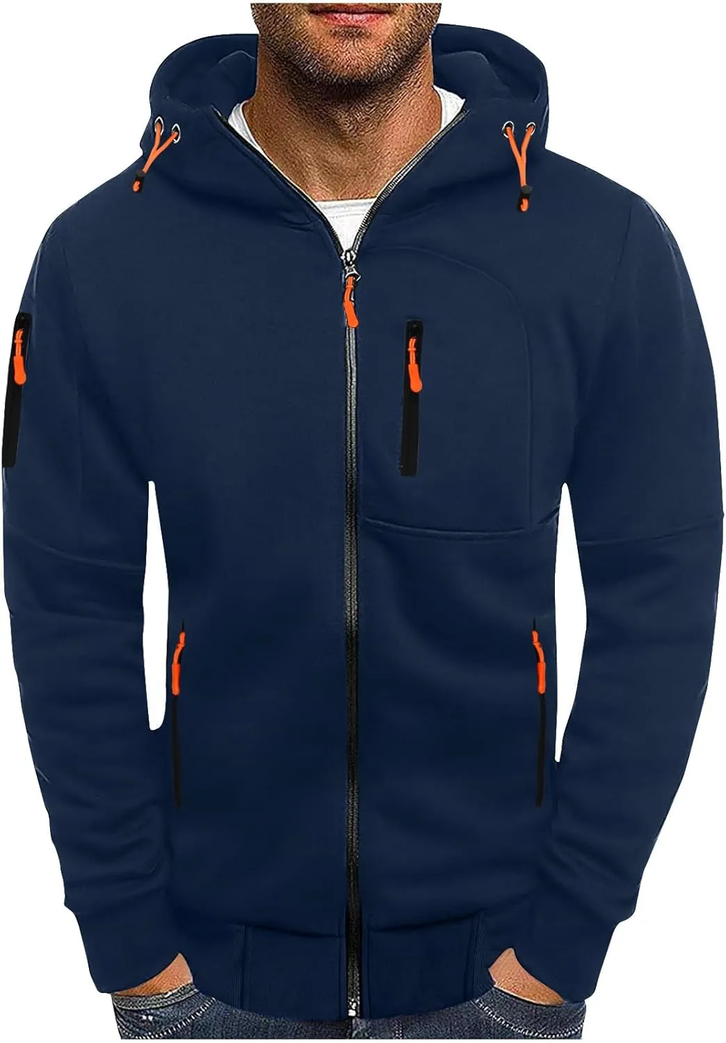 Hoodies for Men Zip up Lightweight Hoodie Big and Tall Sweatshirt Casual Fashion Jackets Fall Tops with Zip Pockets