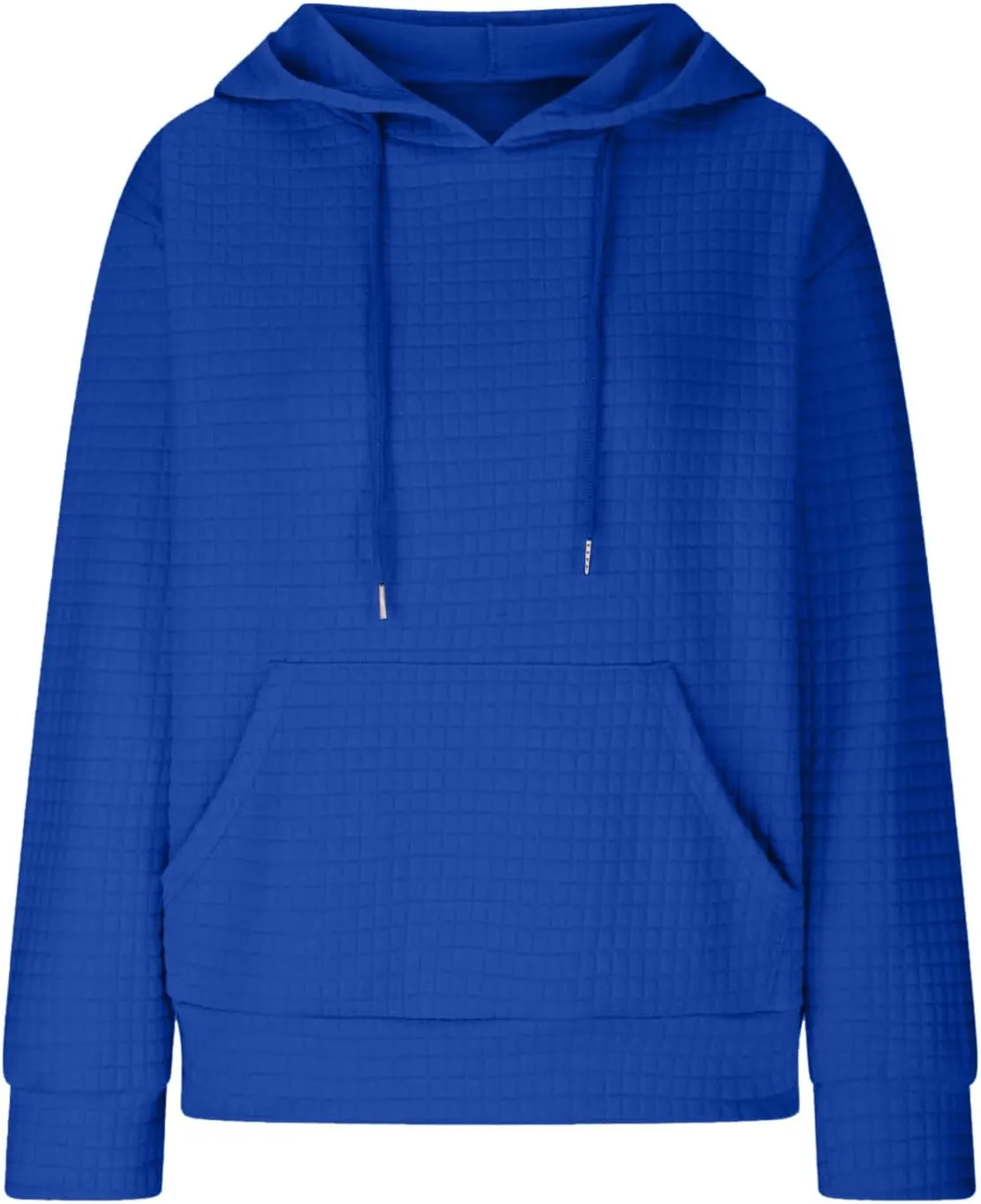 Hoodies for Women Trendy Waffle Knit Drawstring Pullover Loose Fit Casual Cute Sweatshirts Fall Fashion 2024