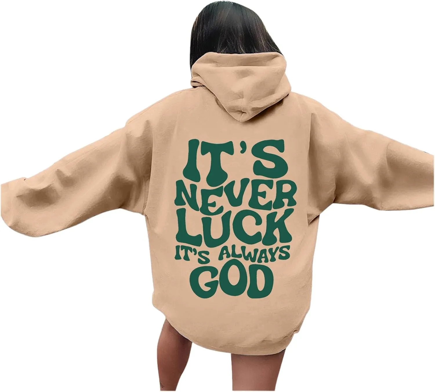 It's Never Luck It's Always God Christian Bible Verse Hoodie Unisex Oversized Hoodies Hoodie Pullover
