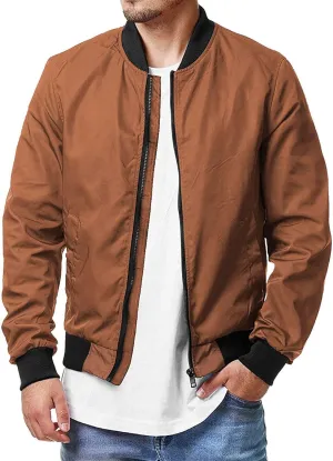 Jackets for Men Mens Bomber Jacket Lightweight Slim Fit Softshell Windbreaker