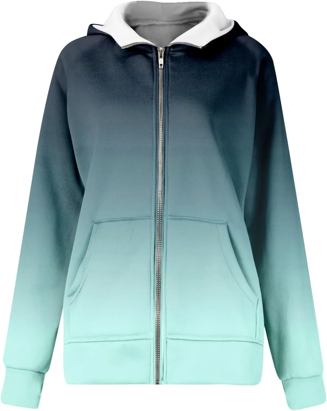 Jackets for Women Long Sleeve Casual Full Zipper Sweatshirts Thumb Hole Sweatshirts Coat Jackets with Pockets