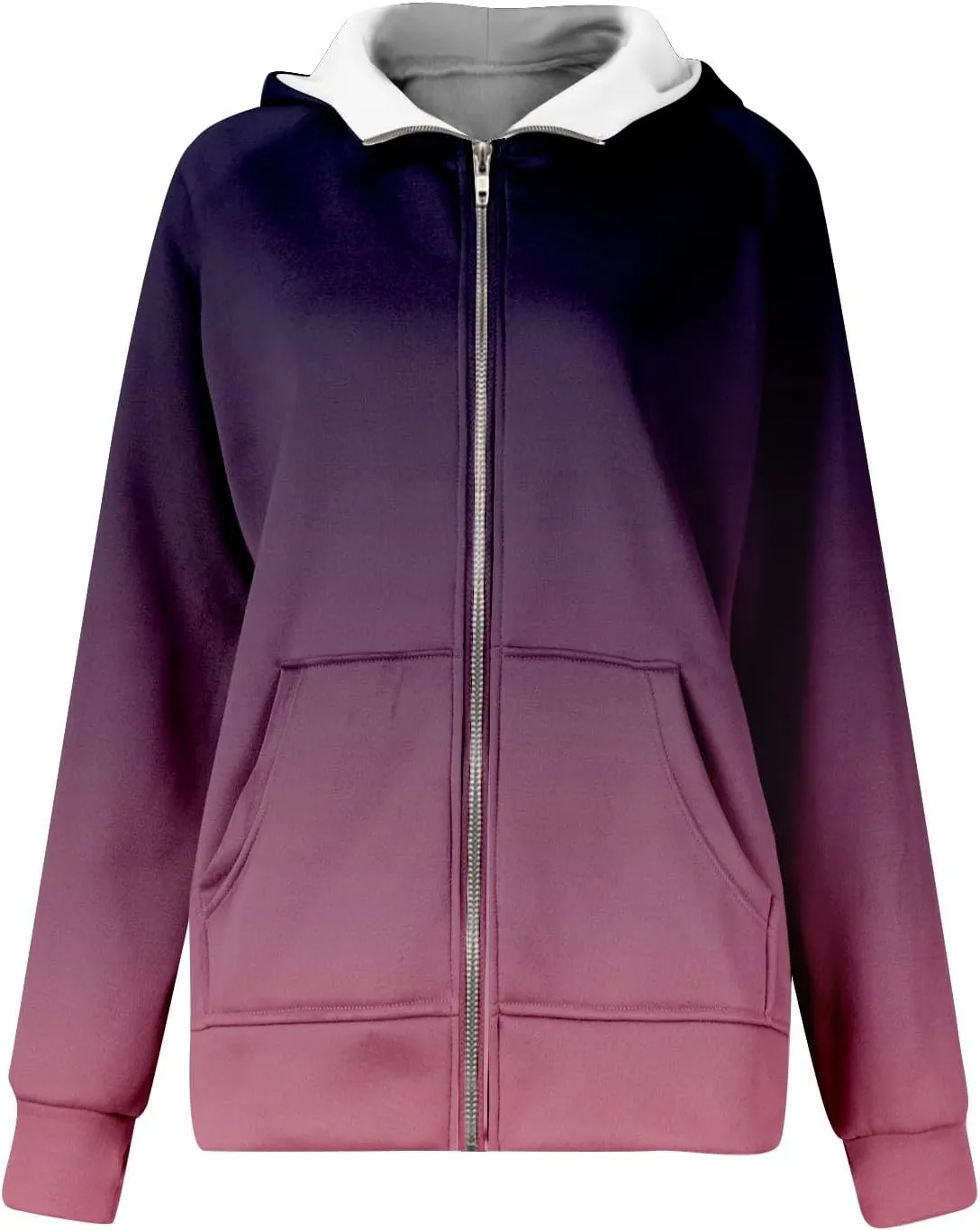 Jackets for Women Long Sleeve Casual Full Zipper Sweatshirts Thumb Hole Sweatshirts Coat Jackets with Pockets