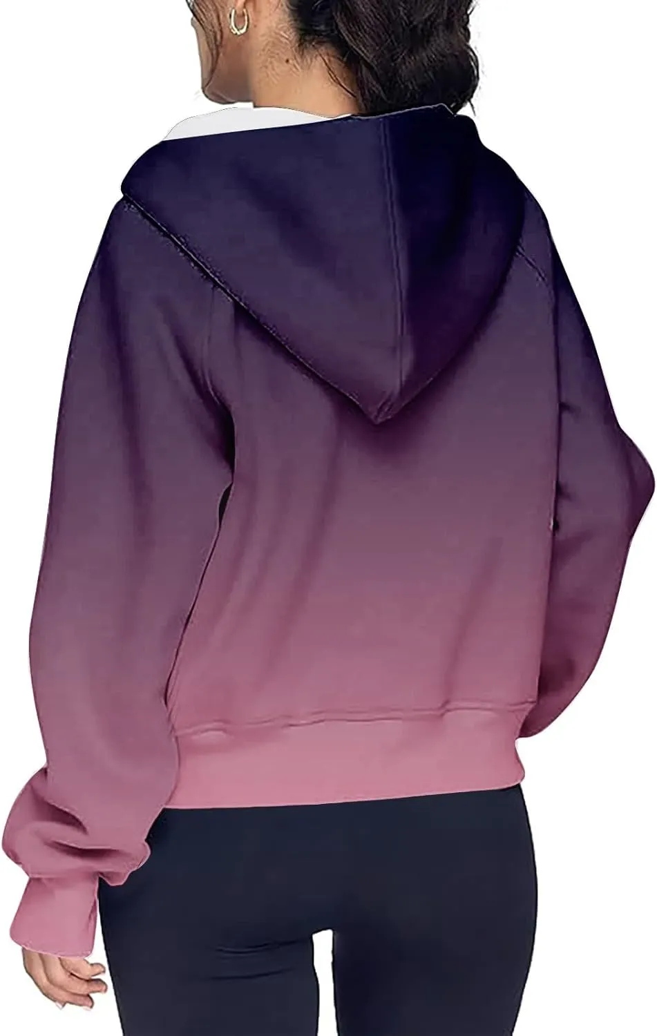Jackets for Women Long Sleeve Casual Full Zipper Sweatshirts Thumb Hole Sweatshirts Coat Jackets with Pockets