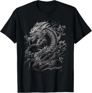 Japan Dragon Tattoo Drawing Traditional Japanese Graphic Tee T-Shirt