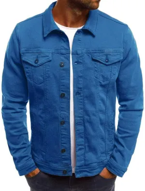 Jean Jacket Men, Casual Fashion Slim Fit Denim Shirt Trucker Jacket Comfortable Solid Everyday Cargo Denim Jackets