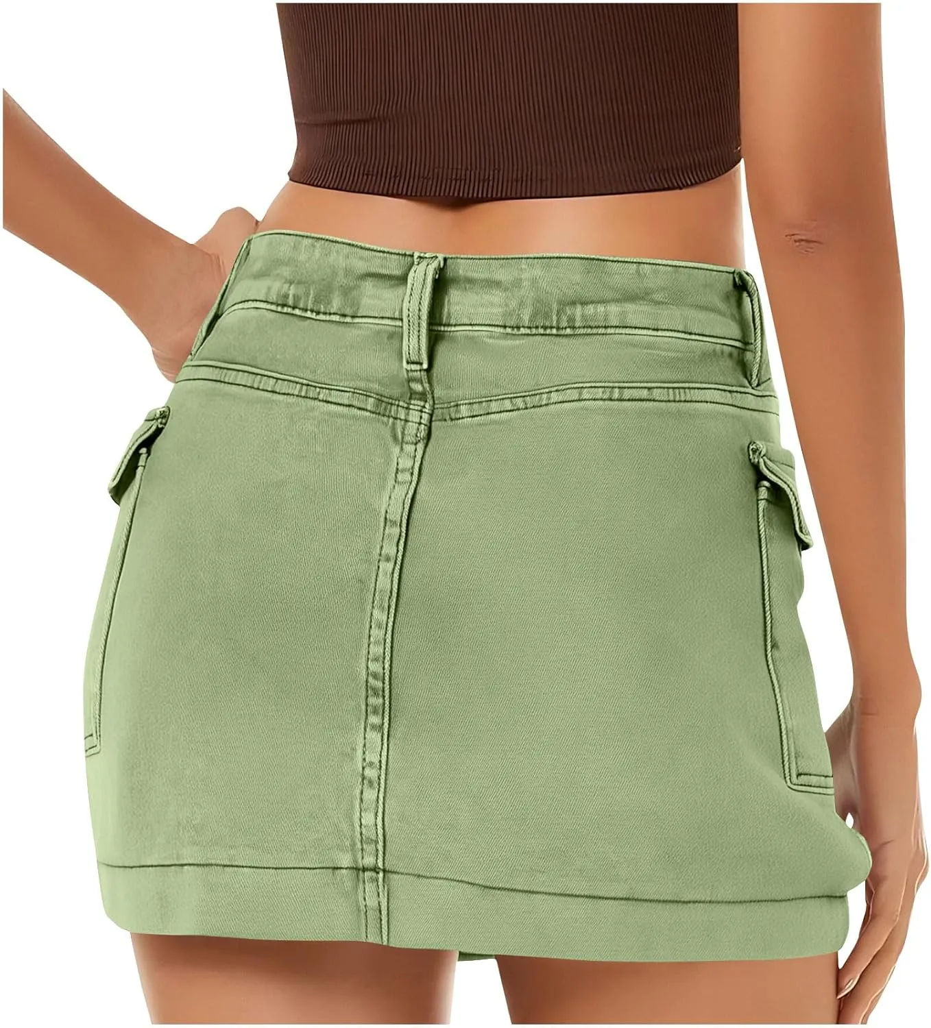 Jean Skirts for Women Denim Distressed High Waisted Stretchy Mini Skirt Solid Color Short Jeans Bottoms with Pockets