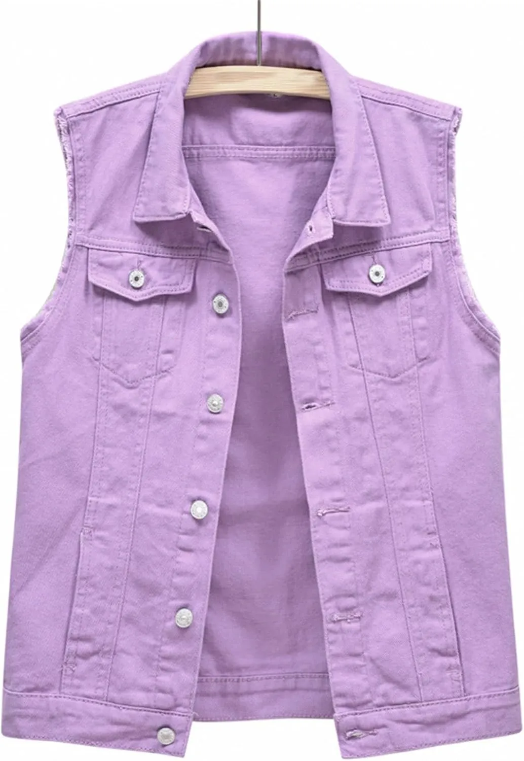 Jean Vest Top for Women Womens Denim Vest Sleeveless Cropped Denim Jacket Button Down Jean Waistcoat with Pockets