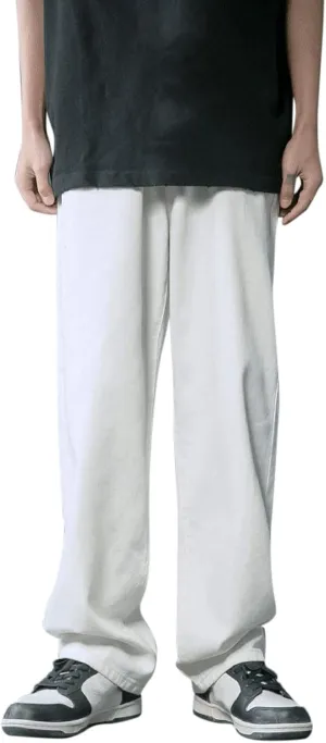 Jeans for Men Relaxed Fit, Men's Loose Solid Color Washed Jeans Harem Pants Fashion Casual Denim Pants Streetwear
