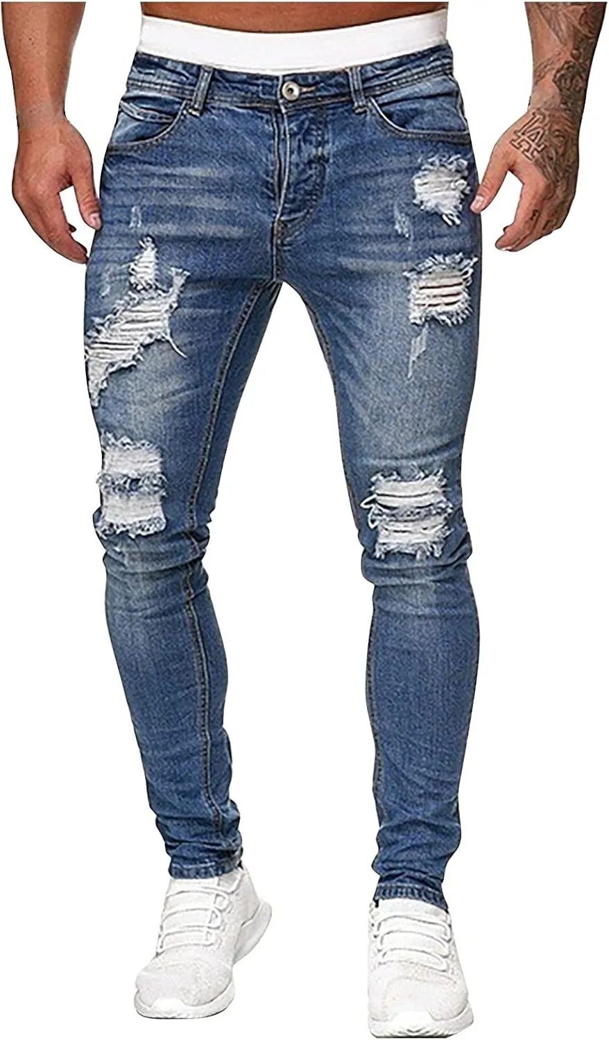 Jeans for Men Ripped,2023 Summer Skinny Stretchy Mens Denim Jeans Vintage Pants for Men Jeans
