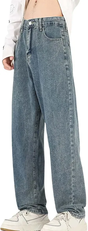 Jeans for Men Stretch Fit Casual Aesthetic Jeans Straight Leg Pants Lightweight Loose Stretch Denim Pants Trousers